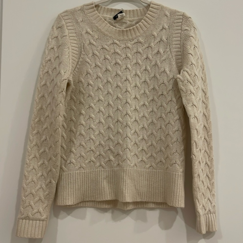JCREW Cream Cable Knot Pull Over Sweater